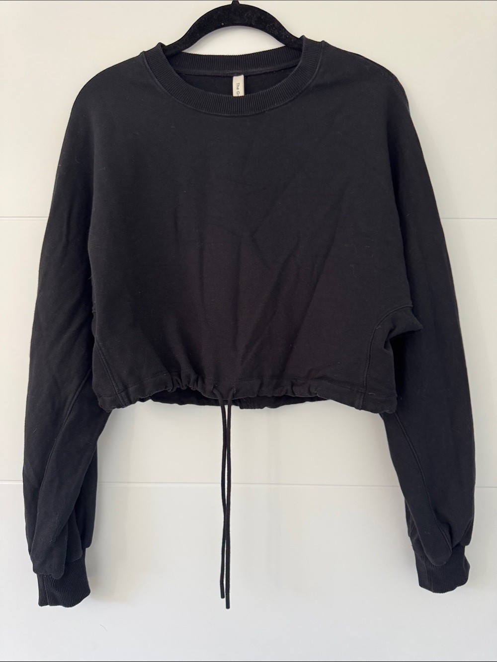 The Group Babaton Cropped Drawstring Sweatshirt in Black Size XS Like New